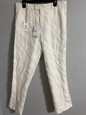 NWT Zadig & Voltaire Ecru Textured Fringe Detail Pants
